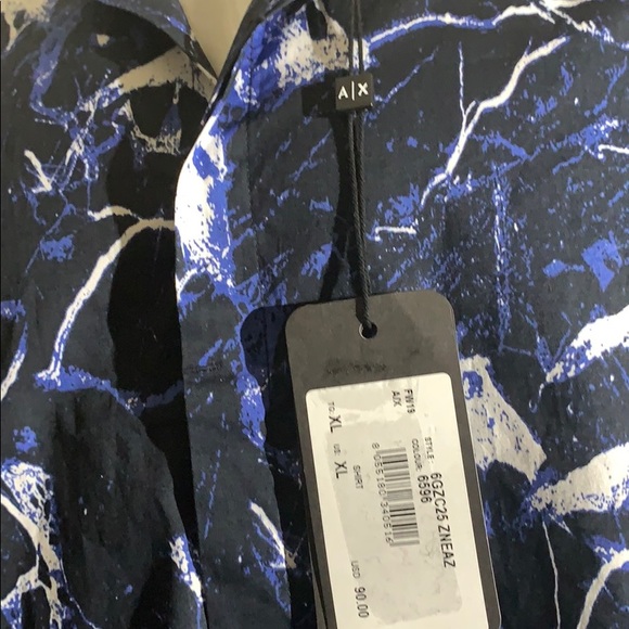 Armani Exchange Blue Fantasy Button Down Shirt - Picture 10 of 11